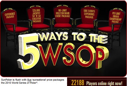 5 WSOP packages SunPoker