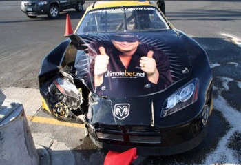 Hellmuth racecar crashed