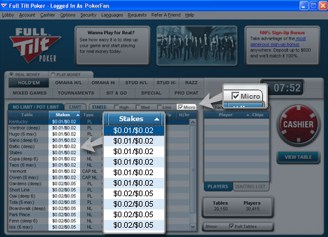 micro stakes Full Tilt Poker