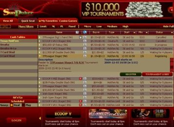 new sunpoker lobby